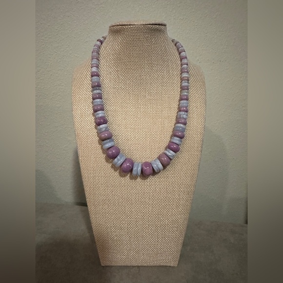 925 Silver 18" Phosphosiderite & Blue Lace Agate Beaded by Jay King - Picture 1 of 12